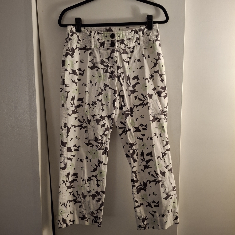 Harold's White, Brown, And Green Floral Patterned Chinos